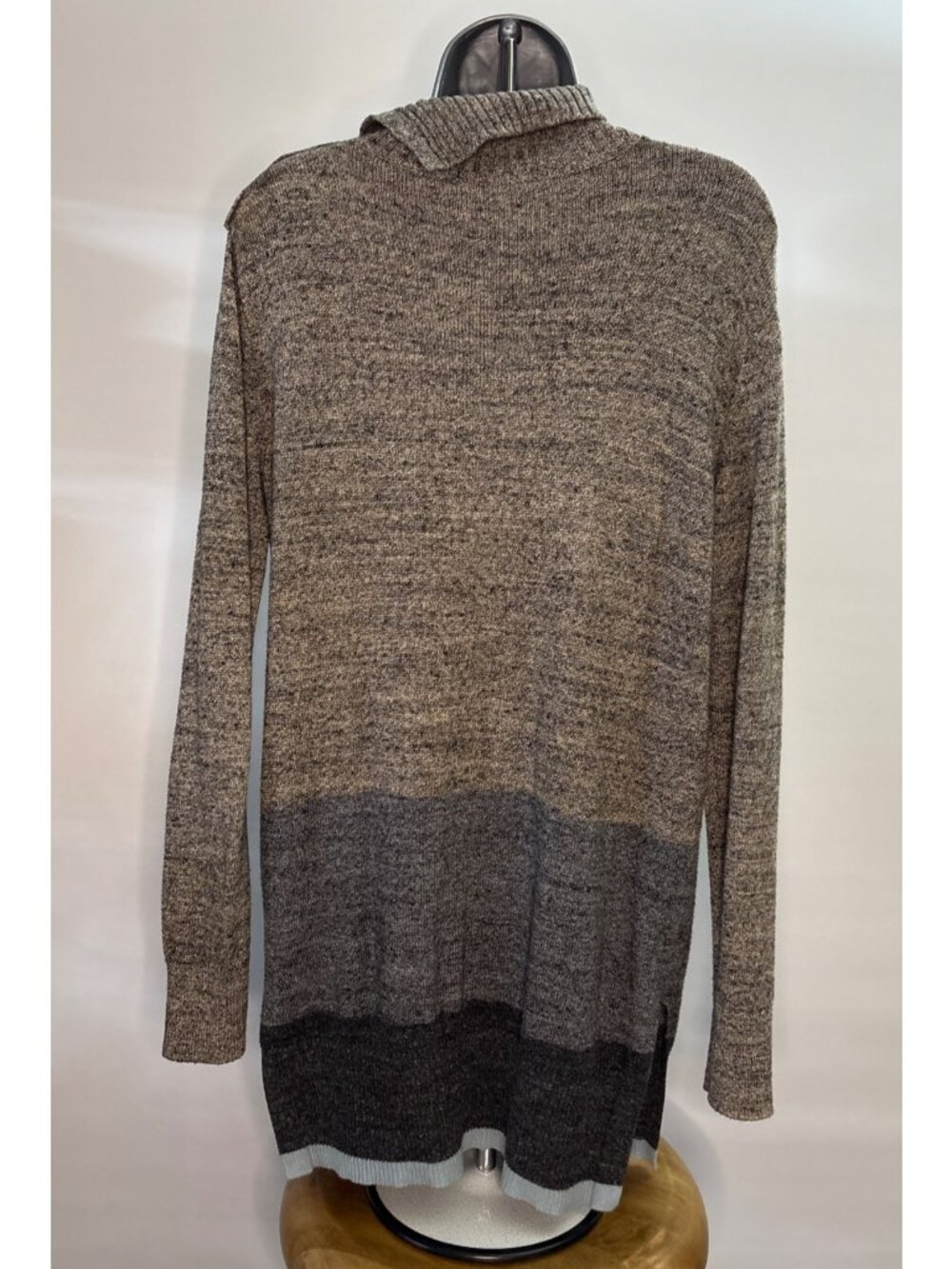 Women's Gap Stripe Snap Turtleneck Long Sleeve Sweater Tunic Gray Size Small - Picture 5 of 15